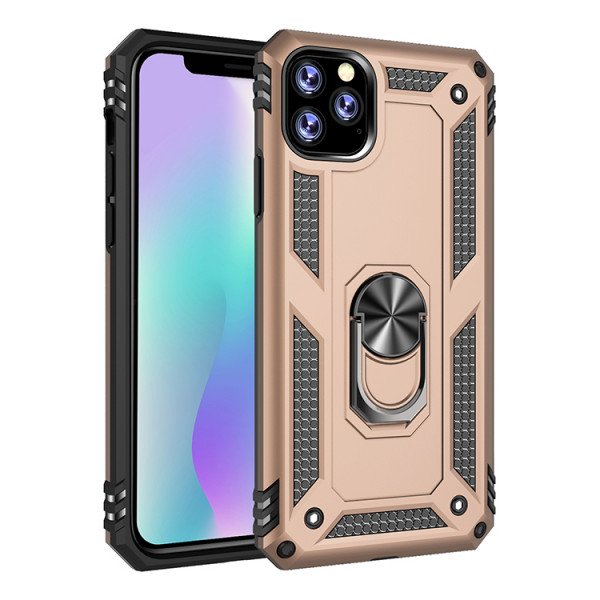Wholesale iPhone 11 (6.1in) Tech Armor Ring Grip Case with Metal Plate (Gold)